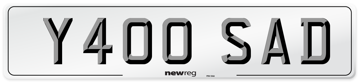 Y400 SAD Number Plate from New Reg